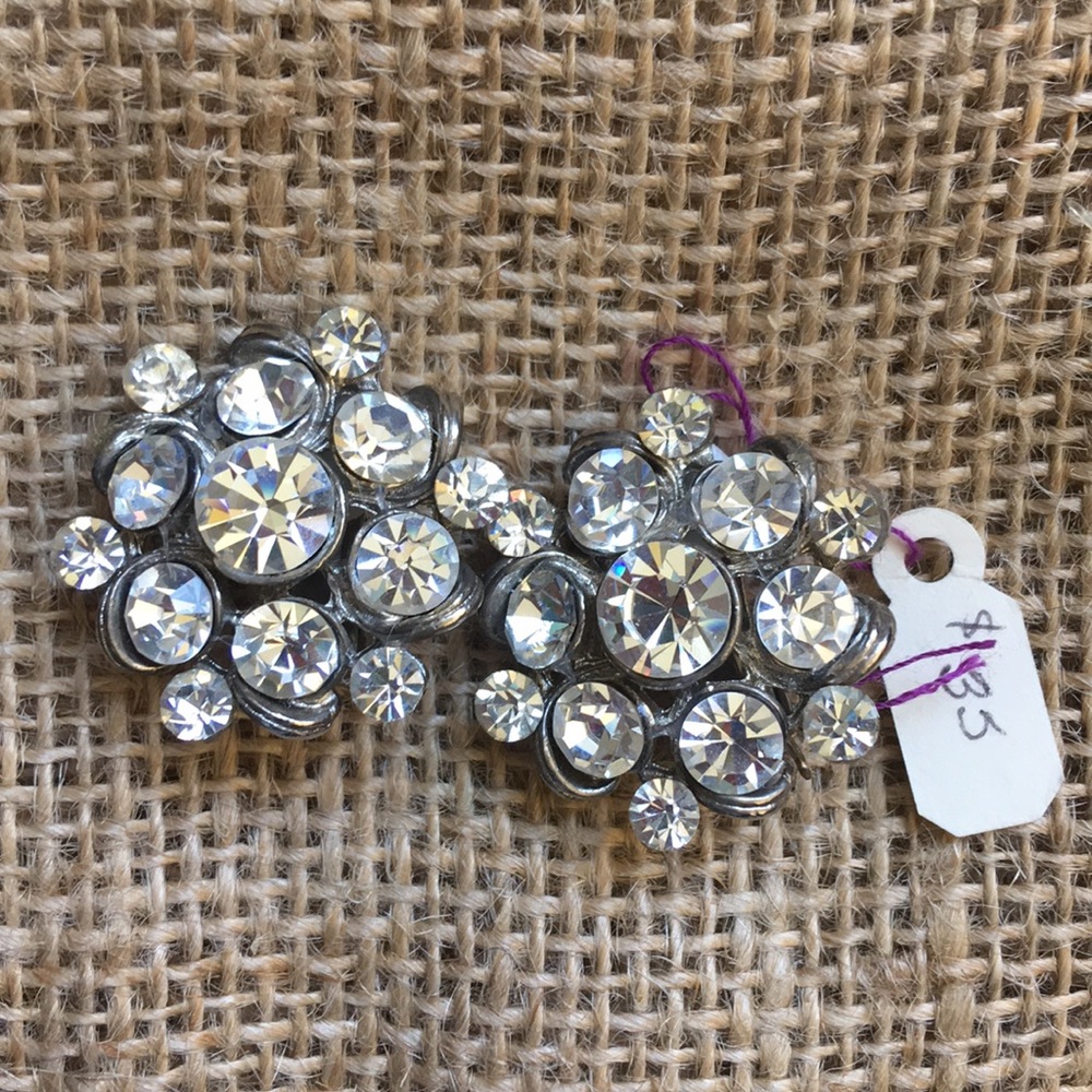 Large crystal rhinestone clip on earrings